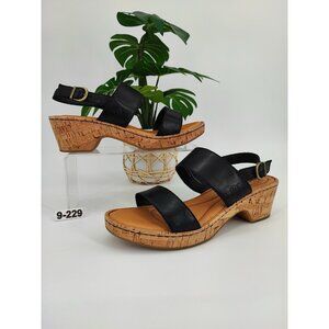 Born Women's Atzel Black Leather Sandals Size 9M US
